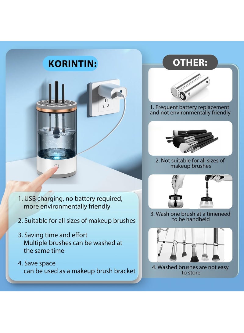 Electric Makeup Brush Cleaner Machine, USB Make up Brush Cleaner, Portable Electric Makeup Brush Cleaner, Makeup Brush Cleaner Machine with Makeup Brush Cleaner Mat for All Size Makeup Brush