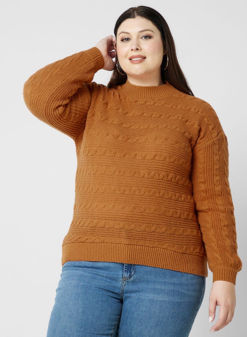 Textured Detail High Neck Sweater