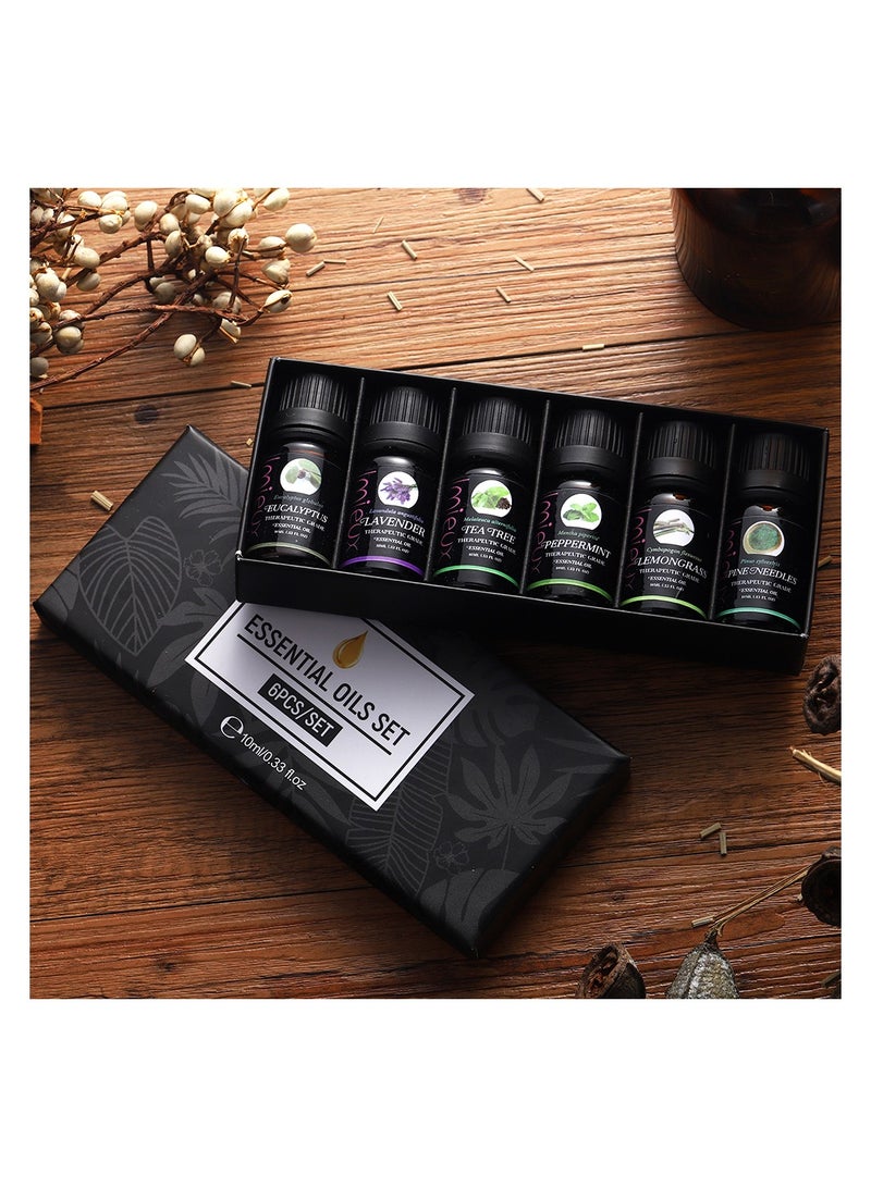 Pure Plant Essential Oil 6Pcs/set Gift Box 10ML Aromatherapy Fragrance Air Fresh Bath Diffuser Orange Lavender Humidifier