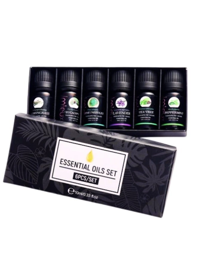 Pure Plant Essential Oil 6Pcs/set Gift Box 10ML Aromatherapy Fragrance Air Fresh Bath Diffuser Orange Lavender Humidifier