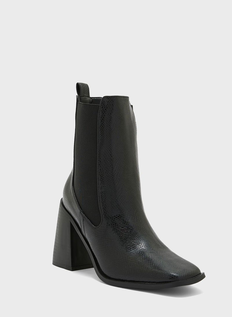 Ocean Square Toe Ankle Boots