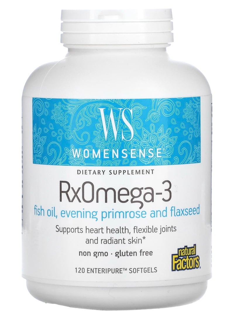 RxOmega-3 Fish Oil, Evening Primrose, and Flaxseed 120 Enteripure Softgels