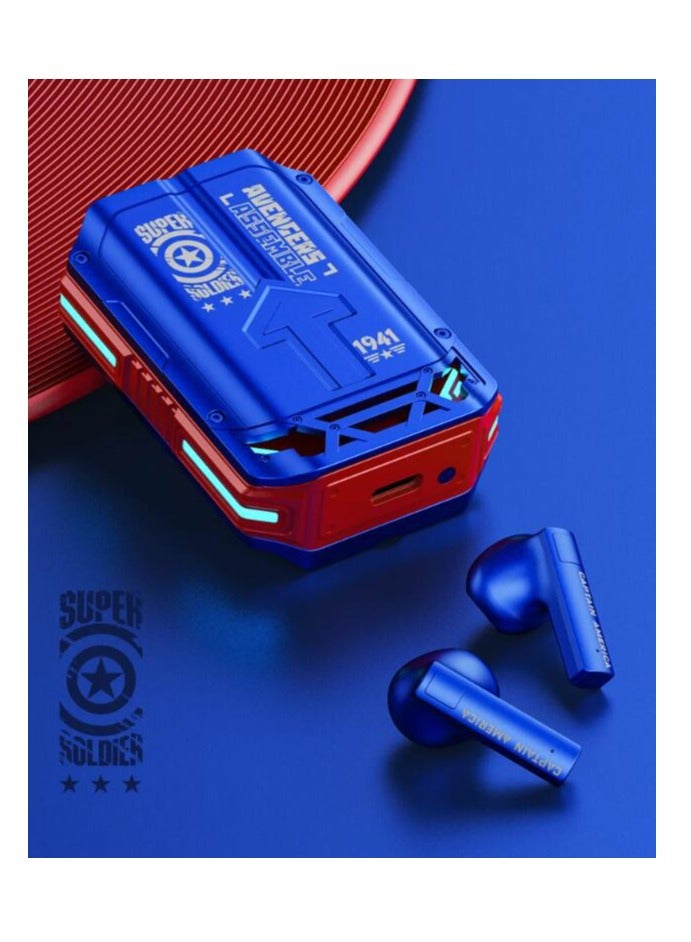 TWS Earphones Wireless Bluetooth Kids Earbuds HD Call Low Latency HIFI Sound Noise Reduction Headphones QS-19 Blue