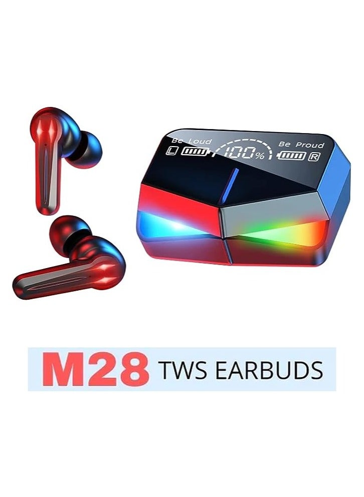 M28 Wireless Earbuds TWS Bluetooth 5.1 Earphones Touch Control Headphones Microphone Mirror Screen Mini LED Display Excellent Sound Ensure Fast & Stable Connection Waterproof