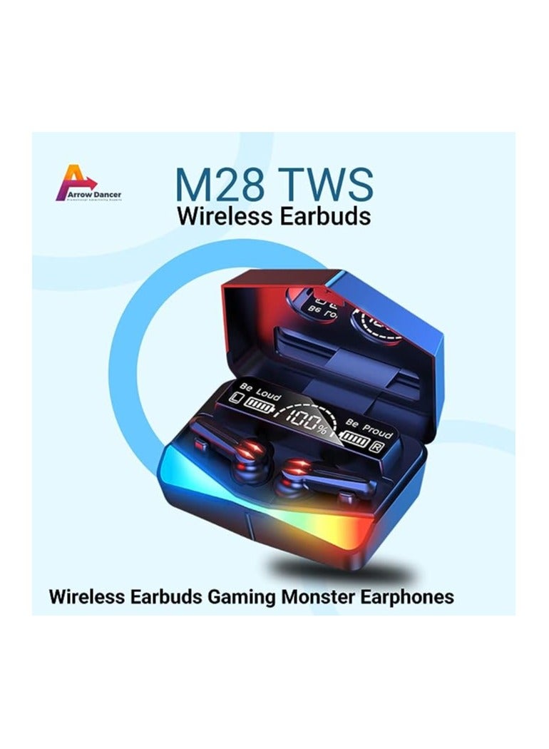 M28 Wireless Earbuds TWS Bluetooth 5.1 Earphones Touch Control Headphones Microphone Mirror Screen Mini LED Display Excellent Sound Ensure Fast & Stable Connection Waterproof