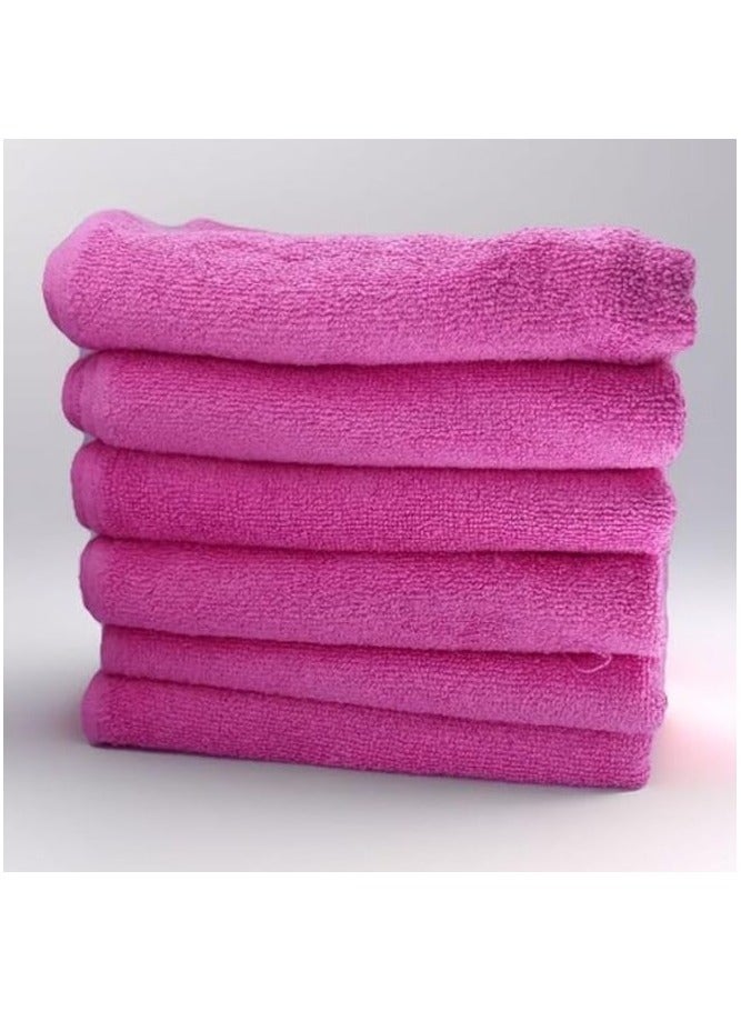 6 Pieces Hand Towel Set - 100% Cotton Premium Quality - Highly Absorbent - Light Pink - Made In Pakistan