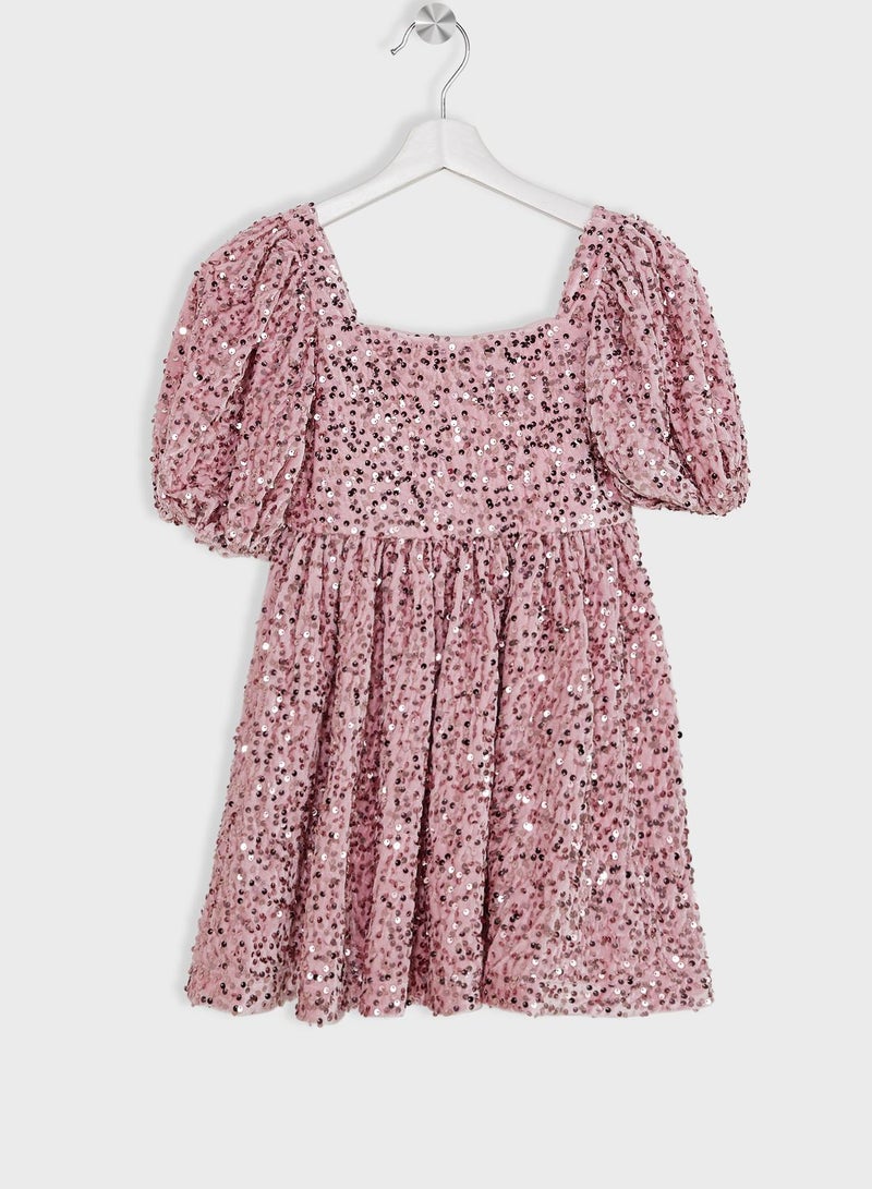 Kids Giulia Velour Sequin Midi Dress