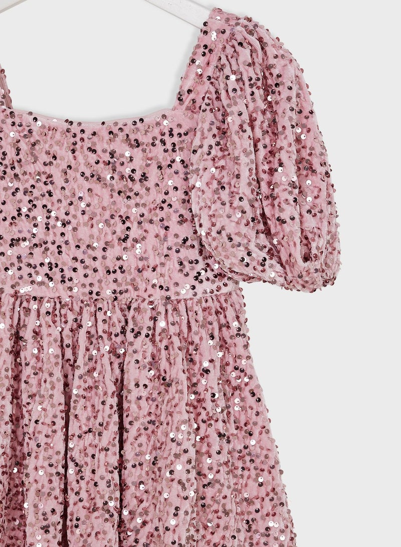 Kids Giulia Velour Sequin Midi Dress