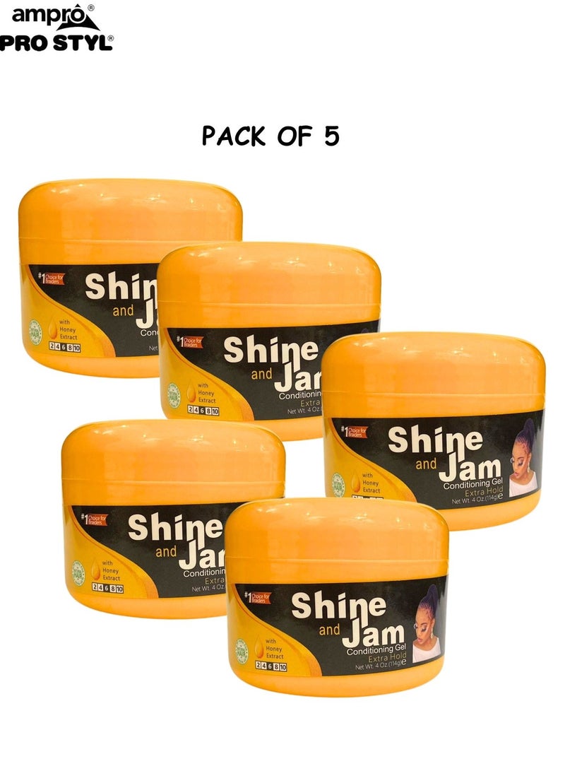 Pack of 5 Shine Jam Conditioning Gel Braid Gel Edge Control For 4C Hair
