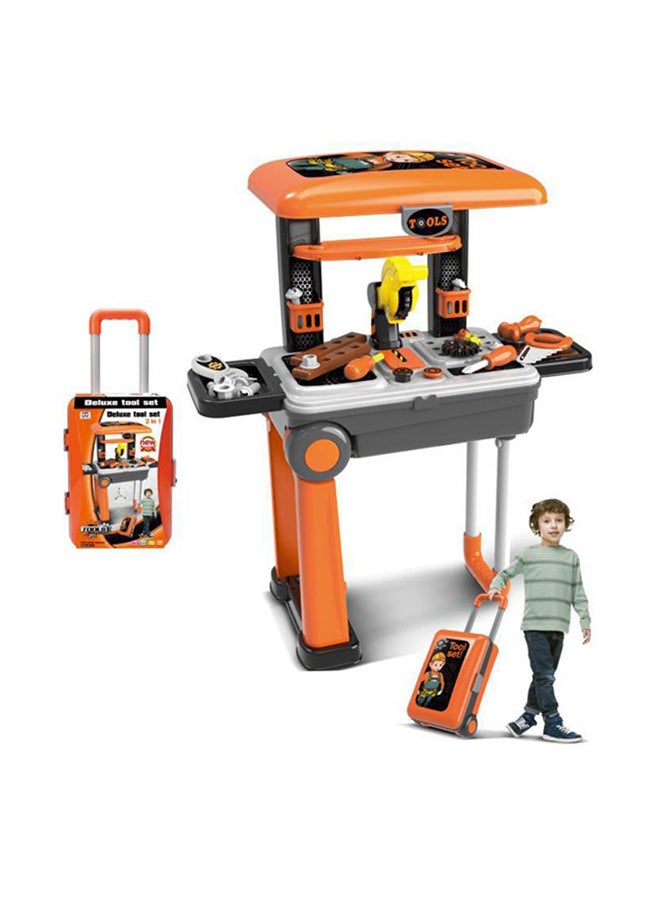 2-In-1 Portable Lightweight Compact Pretend Deluxe Tool Luggage Set For Boys