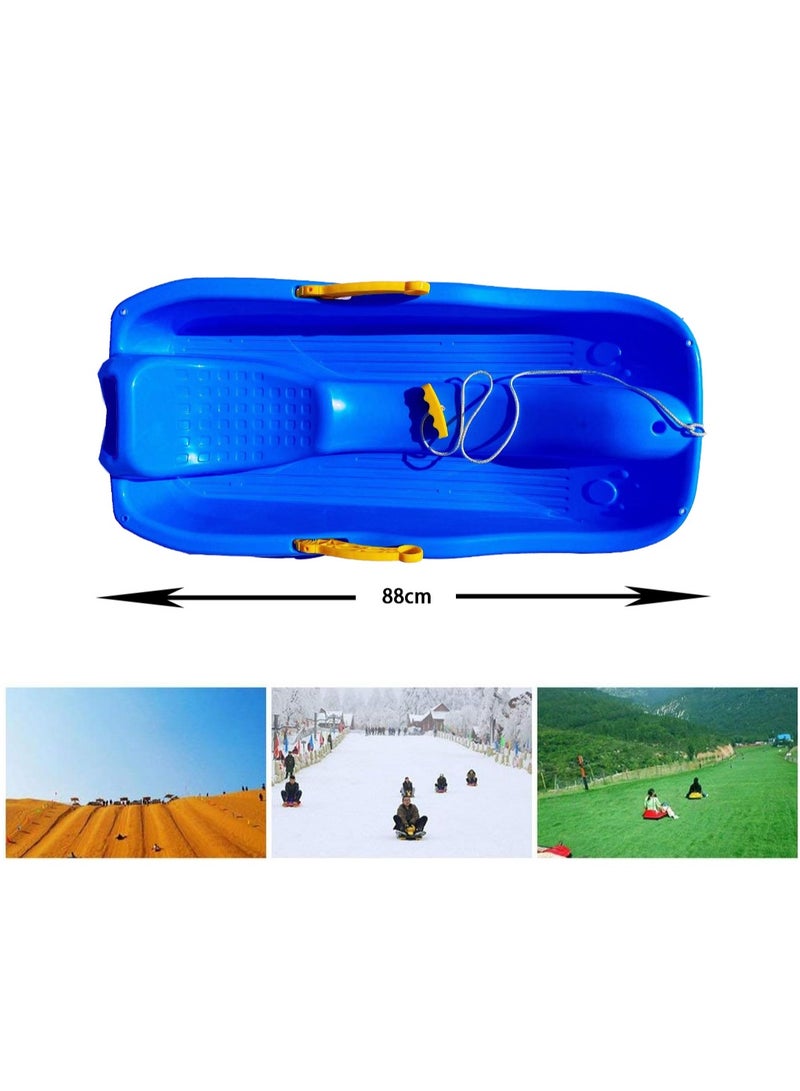 Outdoor Sports Plastic Sand Board, Snow Board, Grass Board Skiing Boards Sled Luge Snow Grass Sand Board Ski Pad Snowboard With Rope for Kids(Blue)