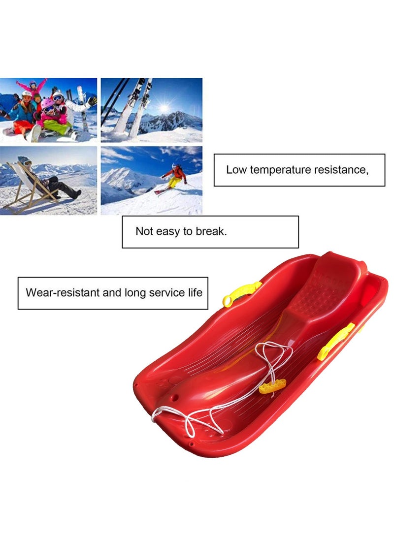 Outdoor Sports Plastic Sand Board, Snow Board, Grass Board Skiing Boards Sled Luge Snow Grass Sand Board Ski Pad Snowboard With Rope for Kids(Red)