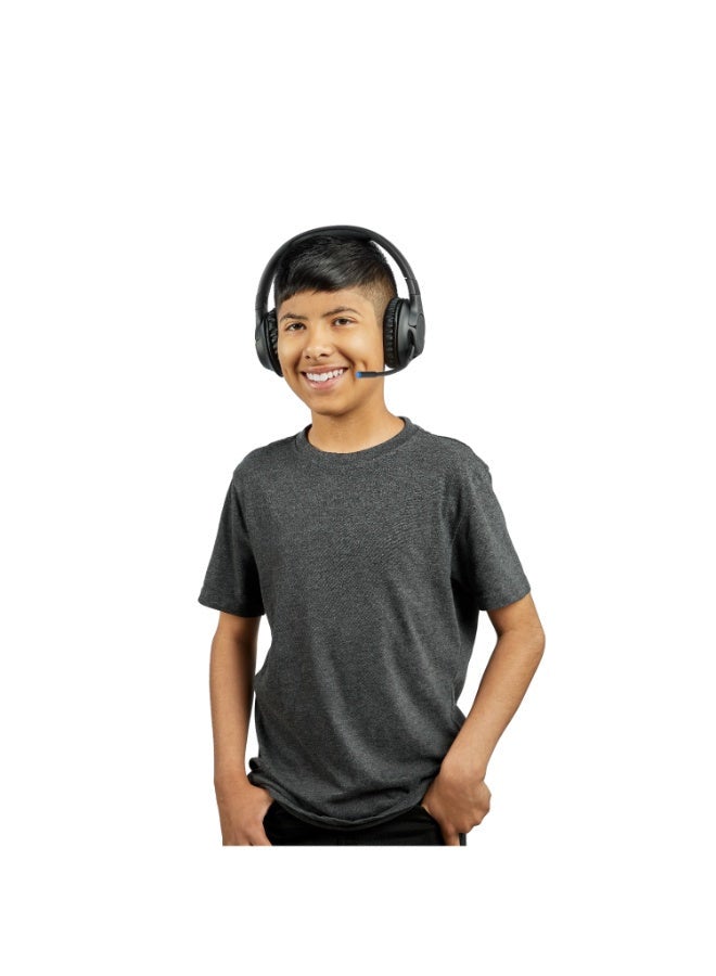 SoundForm Inspire Kids Over Ear Bluetooth Headset Volume Safe 85dB, 35Hrs Playtime, USB-C Fast Charging, Wired/Wireless Use, For Music And On-Line Class, Works W/ Apple, Samsung, HP Black