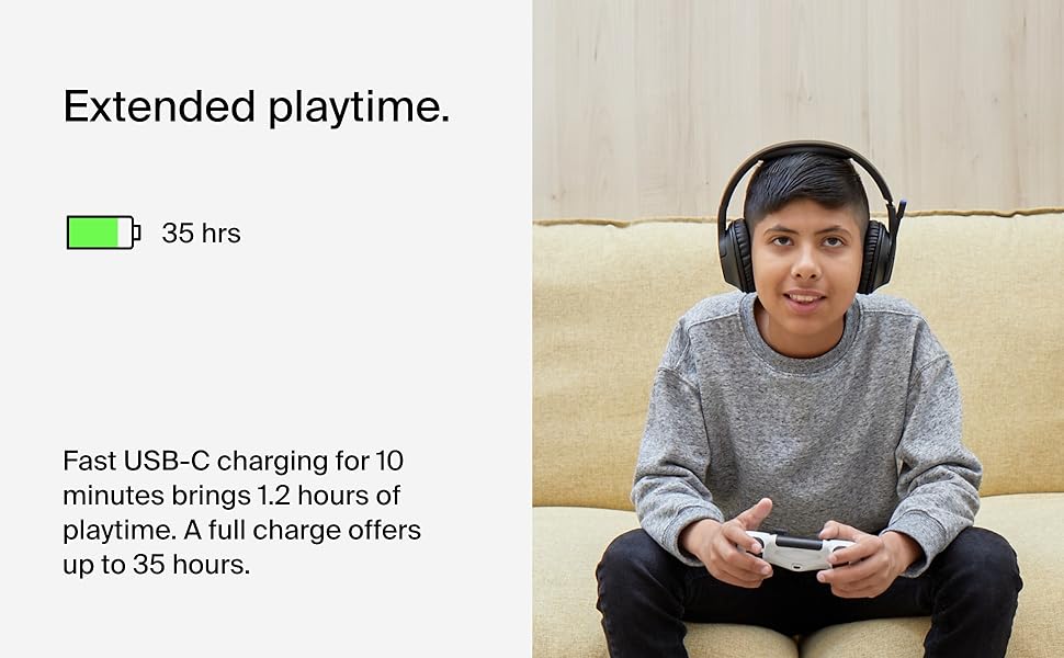 SoundForm Inspire Kids Over Ear Bluetooth Headset Volume Safe 85dB, 35Hrs Playtime, USB-C Fast Charging, Wired/Wireless Use, For Music And On-Line Class, Works W/ Apple, Samsung, HP Black