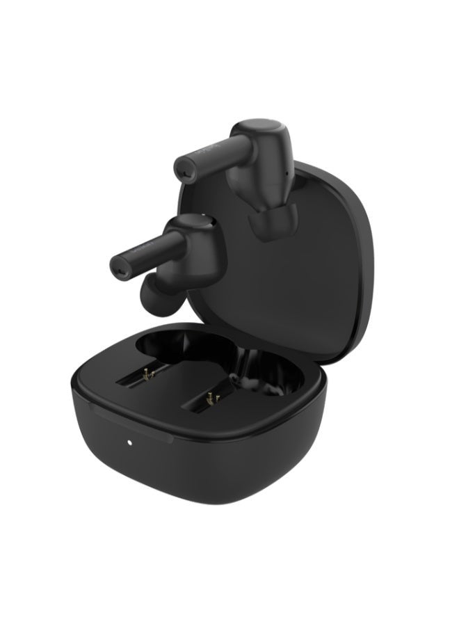 SoundForm Pulse True Wireless Bluetooth Earbuds Hybrid Noise Cancelling, 6x Microphones, 35Hrs Playtime, Touch Controls, Stylish W/ Great Sound, Wireless Charging, IPX5 Rating Black