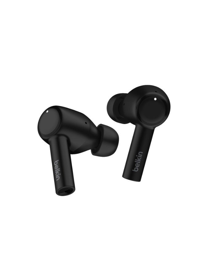 SoundForm Pulse True Wireless Bluetooth Earbuds Hybrid Noise Cancelling, 6x Microphones, 35Hrs Playtime, Touch Controls, Stylish W/ Great Sound, Wireless Charging, IPX5 Rating Black