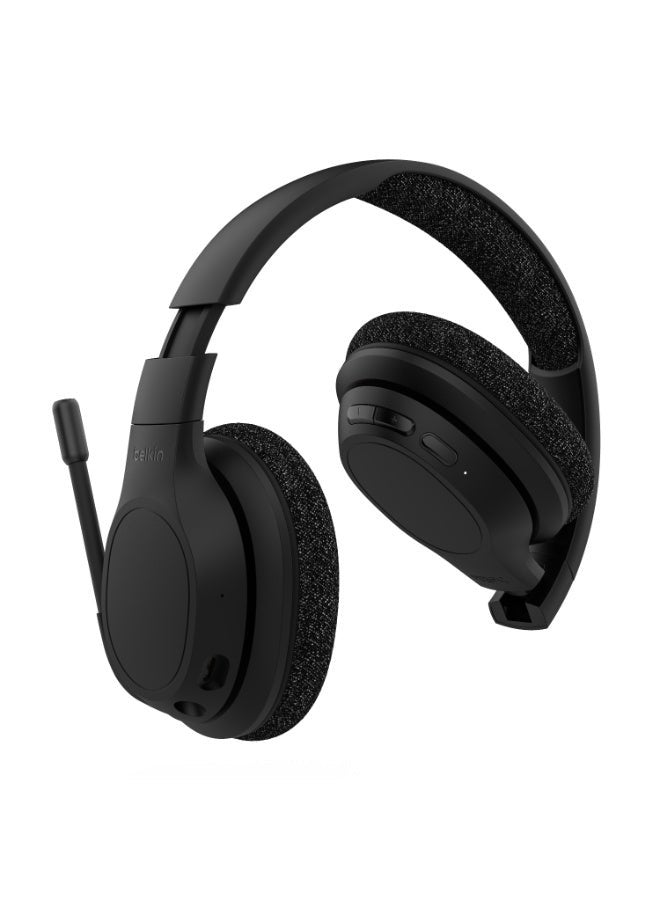 SoundForm Adapt Wireless Over-Ear Bluetooth Headset 45Hrs Playtime, On-Board Controls, Flip-To-Mute Boom Mic, Stylish W/ Great Sound, USB-C Port Fast Charging, Wired Or Wireless Use Black