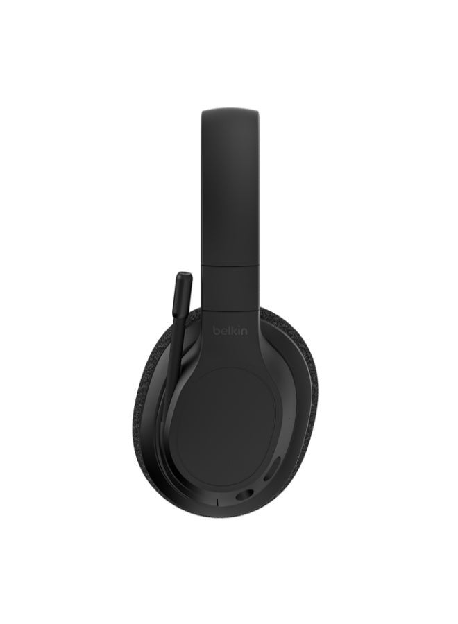 SoundForm Adapt Wireless Over-Ear Bluetooth Headset 65Hrs Playtime, On-Board Controls, Flip-To-Mute Boom Mic, Stylish W/ Great Sound, USB-C Port Fast Charging, Wired Or Wireless Use Black