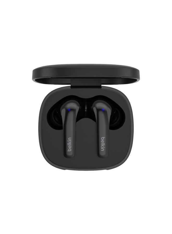 SoundForm Motion True Wireless Bluetooth Earbuds 33Hrs Playtime, Stylish W/ Great Sound And Clear Calls, 4x Microphones, Touch Controls, Wireless Charging, IPX5 Rating Black