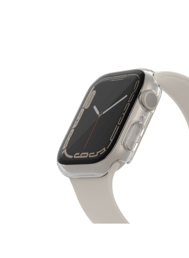 ScreenForce Apple Watch Screen Protector + Bumper 45Mm Full 360 Protection, Tempered Curved Glass, AntiBacterial, For Apple Watch Series 8/7/6/5/4/SE Transparent