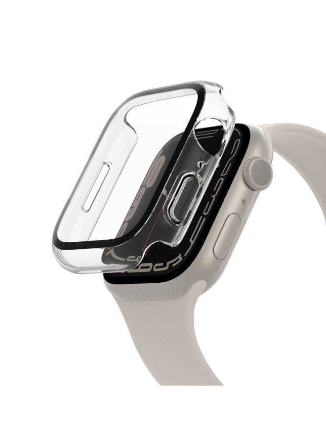 ScreenForce Apple Watch Screen Protector + Bumper 45Mm Full 360 Protection, Tempered Curved Glass, AntiBacterial, For Apple Watch Series 8/7/6/5/4/SE Transparent