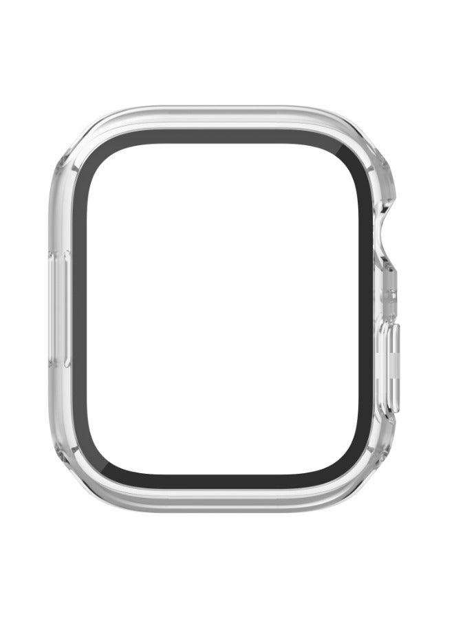 ScreenForce Apple Watch Screen Protector + Bumper 45Mm Full 360 Protection, Tempered Curved Glass, AntiBacterial, For Apple Watch Series 8/7/6/5/4/SE Transparent