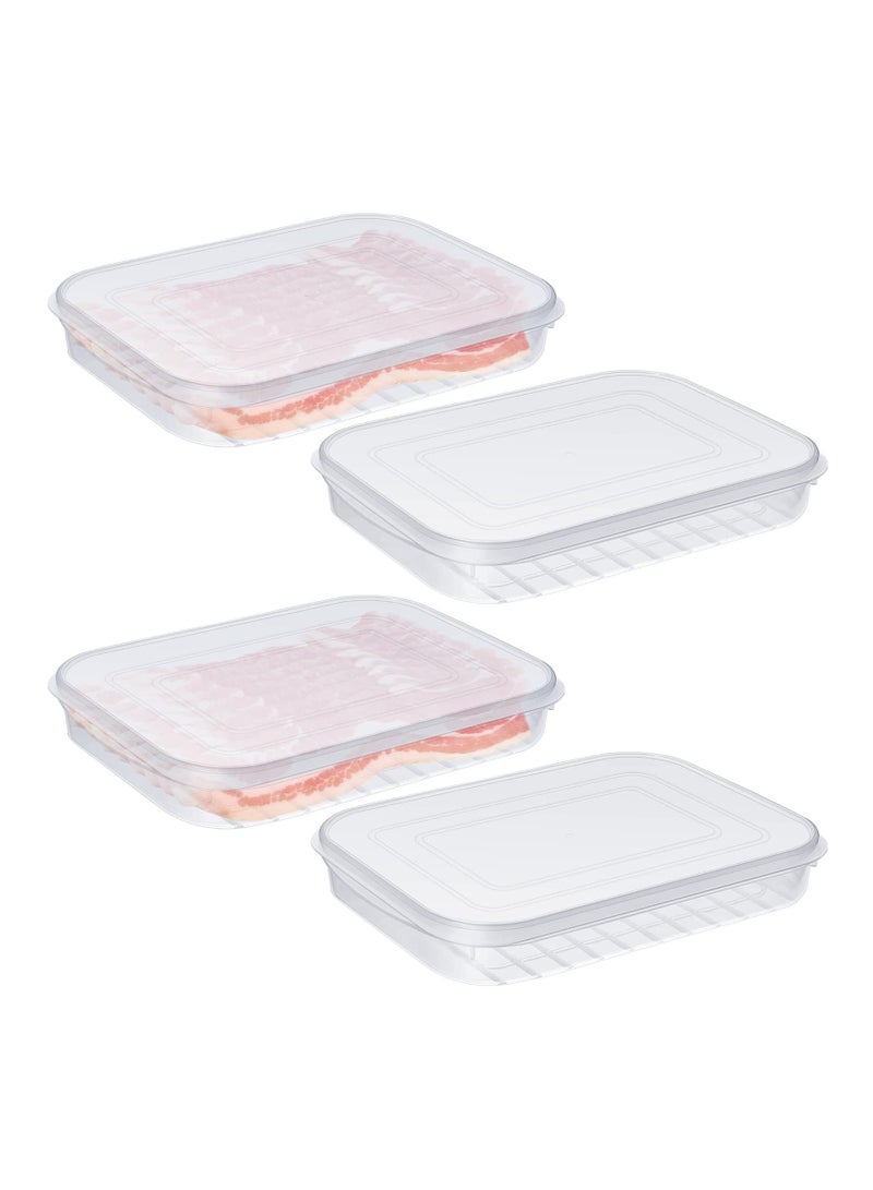 SYOSI 4 Pcs Keeper Plastic Deli Meat Saver with Lids, Airtight Cold Cuts Cheese Container for Fridge Food Refrigerator Storage Box Shallow Cookie Holder