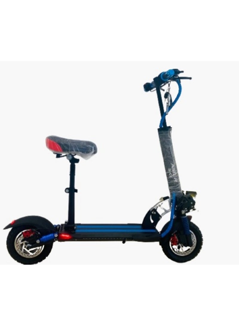 E Scooter E10 Motor 2000W Full Foldable 48V 13Ah Improved 25 To 35 km Include Anti Theft RC Blue