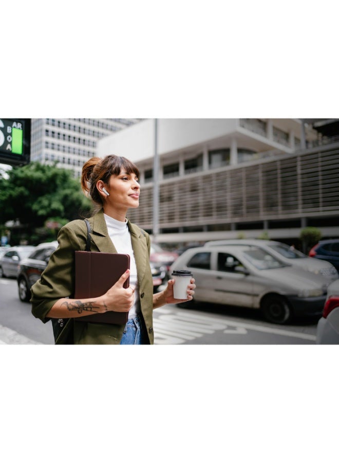 SoundForm Motion True Wireless Bluetooth Earbuds 33Hrs Playtime, Stylish W/ Great Sound And Clear Calls, 4x Microphones, Touch Controls, Wireless Charging, IPX5 Rating White