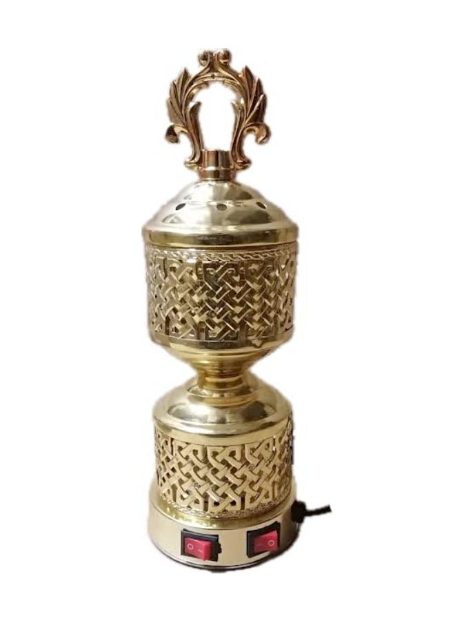 LED Electric Incense Burner Luxury Arabic Design Mabkhara Gold