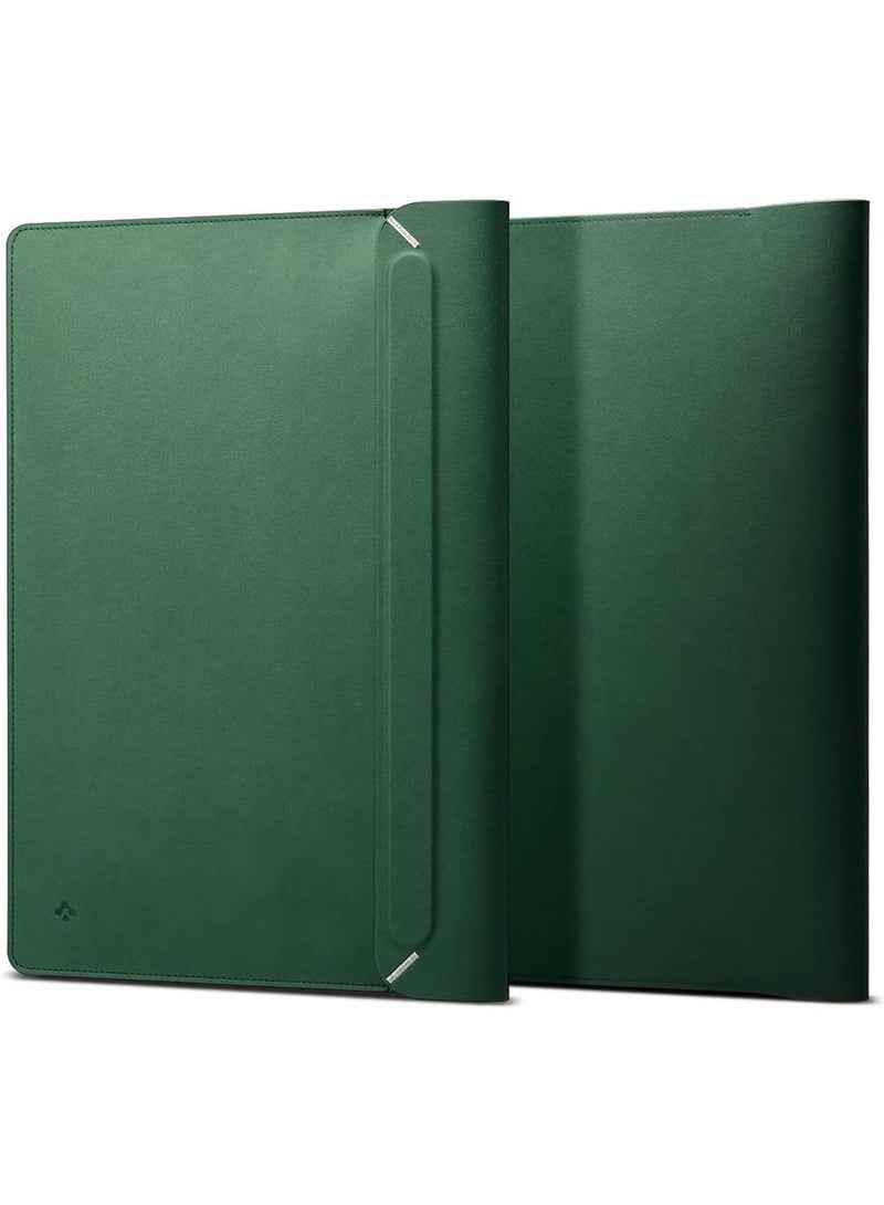 Laptop Sleeve Valentinus 15 15.6 16 inch, for MacBook Pro, Built in Magnetic Flap, Leather Laptop Case Cover, Laptop Pouch Bag - Jeju Green