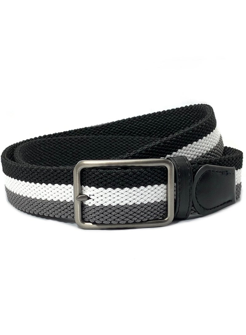 Classic Milano® Braided Canvas Woven Elastic Stretch Belt for Men/Women/Junior with Multicolored Belt men Enclosed in an Elegant Gift Box by Milano Leather