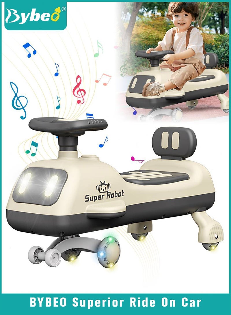Ride on Car for Kids, Extended Baby Swing Car, Magic Baby Cars for 1-6 Years Boys Girls, Ride-On Toys for Kids Toddlers, Twister with Silent Wheels, Light, Music and Backrest, for Riding with Parents