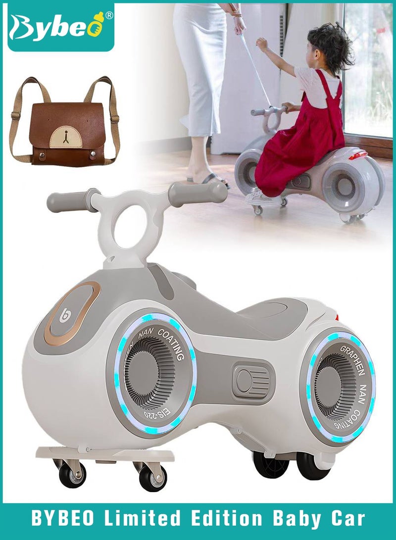 Ride on Car for Kids, Extended Baby Swing Car With Baby Backpack, Magic Baby Cars for Boys Girls, Ride-On Toys for Toddlers, with Silent Wheels, Light, Music and Backrest, for Riding with Parents