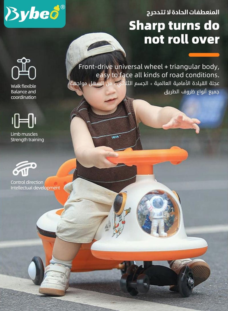 Ride on Car for Kids, Extended Baby Swing Car, Magic Baby Cars for 1-6 Years Boys Girls, Ride-On Toys for Kids Toddlers, Twister with Silent Wheels, Light, Music and Backrest, for Riding with Parents