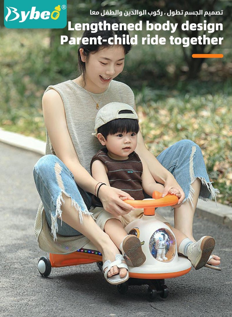 Ride on Car for Kids, Extended Baby Swing Car, Magic Baby Cars for 1-6 Years Boys Girls, Ride-On Toys for Kids Toddlers, Twister with Silent Wheels, Light, Music and Backrest, for Riding with Parents