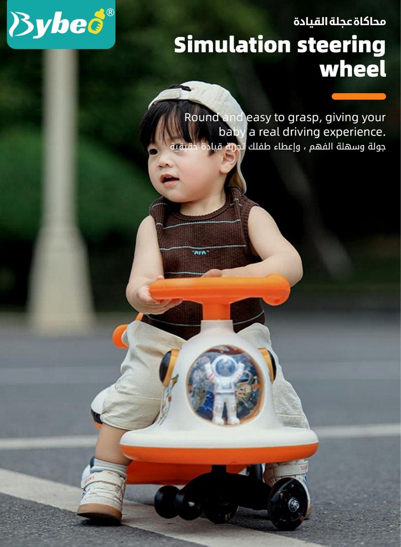 Ride on Car for Kids, Extended Baby Swing Car, Magic Baby Cars for 1-6 Years Boys Girls, Ride-On Toys for Kids Toddlers, Twister with Silent Wheels, Light, Music and Backrest, for Riding with Parents