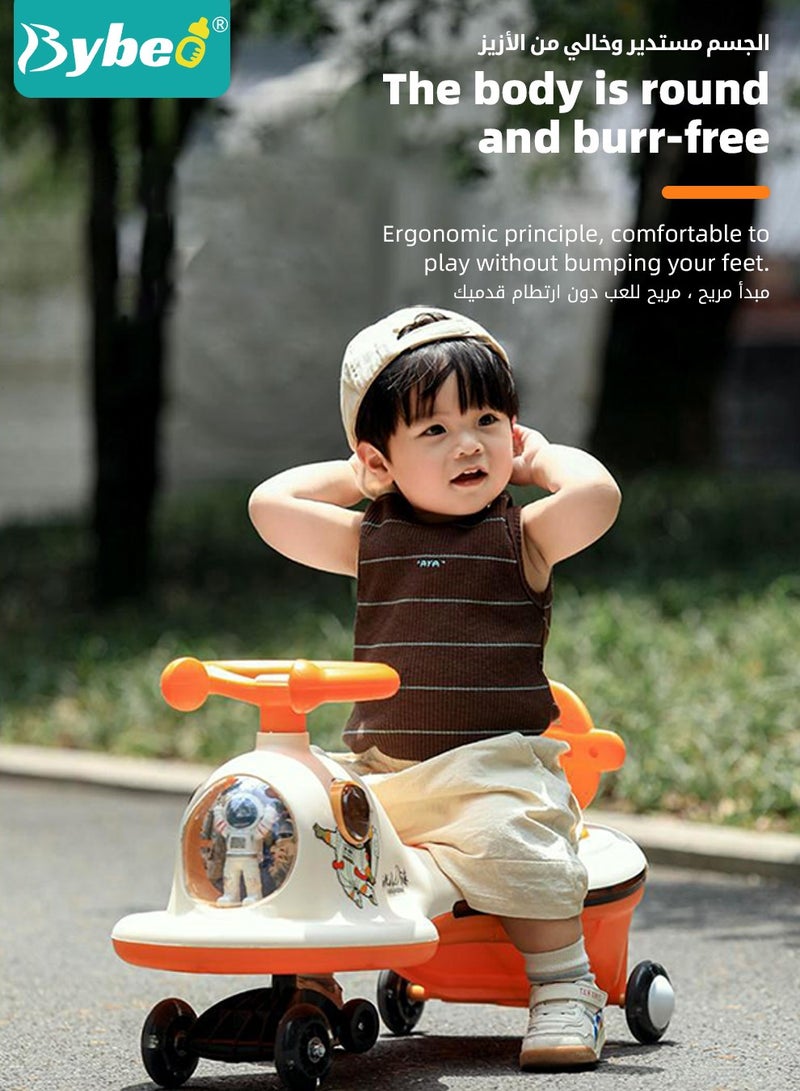 Ride on Car for Kids, Extended Baby Swing Car, Magic Baby Cars for 1-6 Years Boys Girls, Ride-On Toys for Kids Toddlers, Twister with Silent Wheels, Light, Music and Backrest, for Riding with Parents