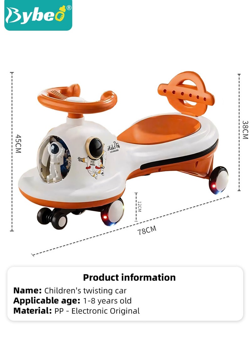 Ride on Car for Kids, Extended Baby Swing Car, Magic Baby Cars for 1-6 Years Boys Girls, Ride-On Toys for Kids Toddlers, Twister with Silent Wheels, Light, Music and Backrest, for Riding with Parents