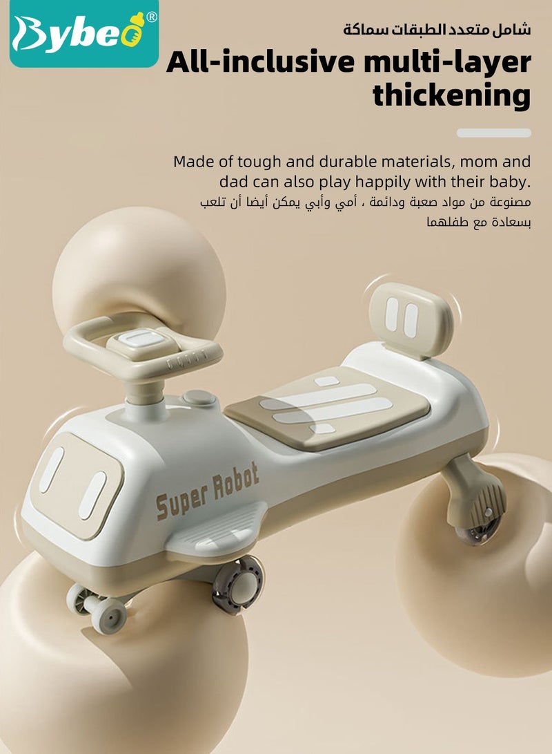 Ride on Car for Kids, Extended Baby Swing Car, Magic Baby Cars for 1-6 Years Boys Girls, Ride-On Toys for Kids Toddlers, Twister with Silent Wheels, Light, Music and Backrest, for Riding with Parents