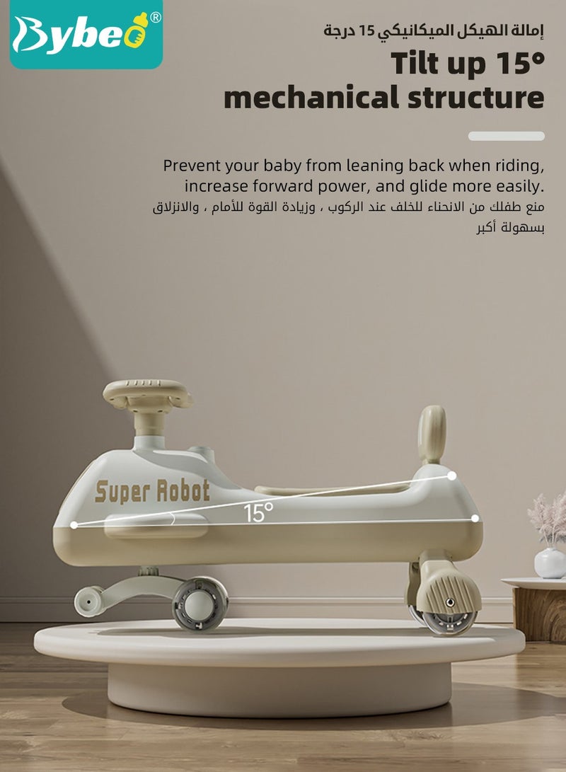 Ride on Car for Kids, Extended Baby Swing Car, Magic Baby Cars for 1-6 Years Boys Girls, Ride-On Toys for Kids Toddlers, Twister with Silent Wheels, Light, Music and Backrest, for Riding with Parents