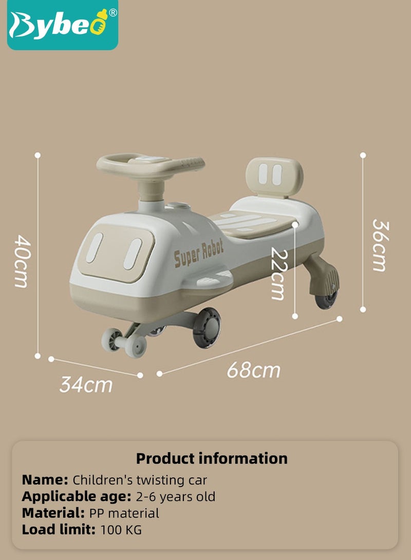 Ride on Car for Kids, Extended Baby Swing Car, Magic Baby Cars for 1-6 Years Boys Girls, Ride-On Toys for Kids Toddlers, Twister with Silent Wheels, Light, Music and Backrest, for Riding with Parents