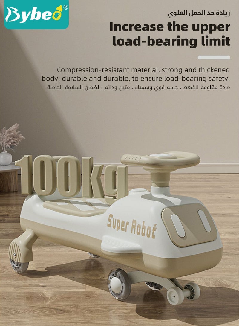 Ride on Car for Kids, Extended Baby Swing Car, Magic Baby Cars for 1-6 Years Boys Girls, Ride-On Toys for Kids Toddlers, Twister with Silent Wheels, Light, Music and Backrest, for Riding with Parents