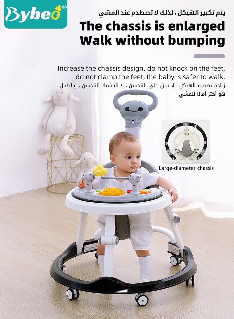 3 in 1 Baby Walker With Parent Push Handle, Children Walkers with Wheels, Adjustable Height Multifunction and Big Comfortable Seat Cushion, Detachable Trampoline Mat for Infants Boys Girls