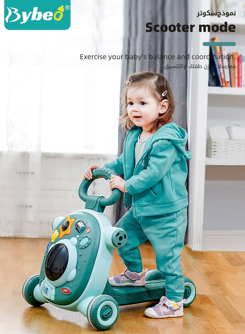 3 in 1 Baby Sit to Stand Walker With Activity Center, Multifunctional Toddler Scooter & Push Stroller with Interactive Learning Table, Toy Gift for Infant Boys Girls