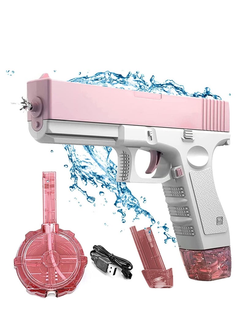 Electric Water Gun for Adults and Kids, Large Capacity Water Pistol with Double Magazines, Summer Toy Gun for Pool/Beach/Outdoor (Pink)