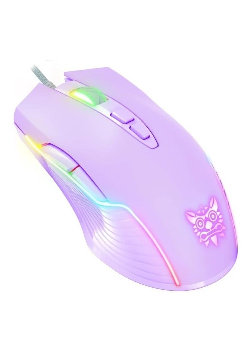 RGB 6400 DPI Wired Gaming Mouse Breathing LED Optical USB 7 Buttons Gamer Computer Pink Mice for Laptop PC Desktop