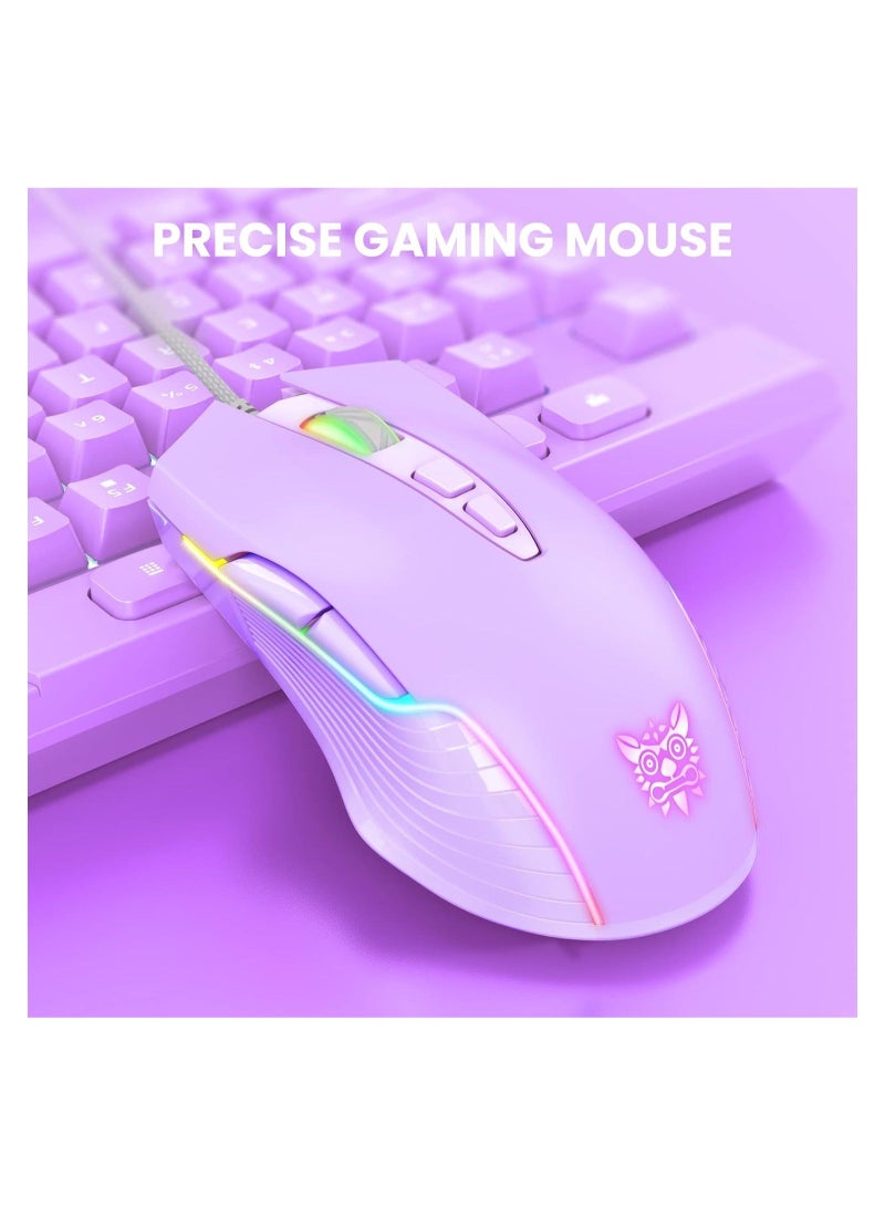 RGB 6400 DPI Wired Gaming Mouse Breathing LED Optical USB 7 Buttons Gamer Computer Pink Mice for Laptop PC Desktop