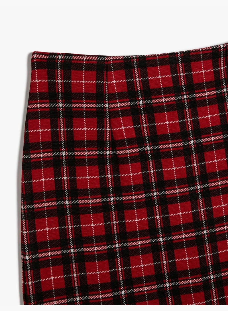 Medium Rise Slit Detail A Line Mini Skirt