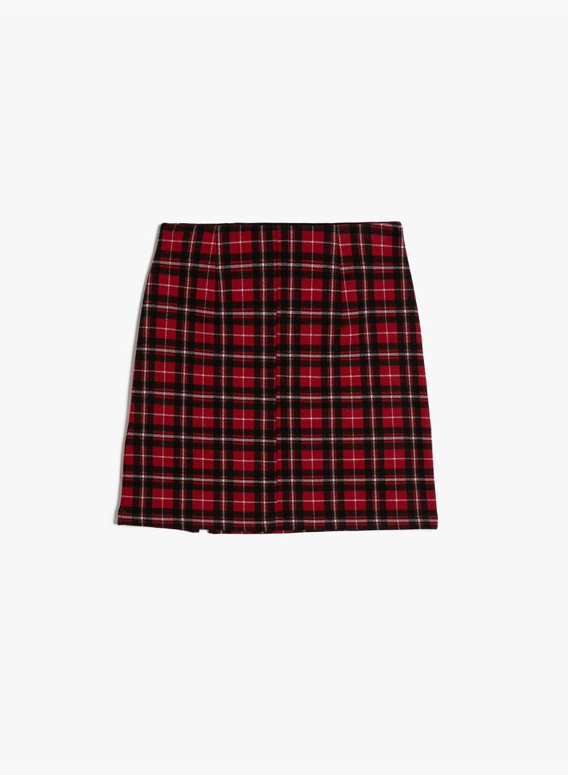 Medium Rise Slit Detail A Line Mini Skirt